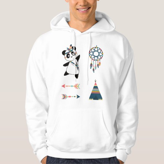 Veste À Capuche Sticker indien Panda Bear Set Teepee (Devant)