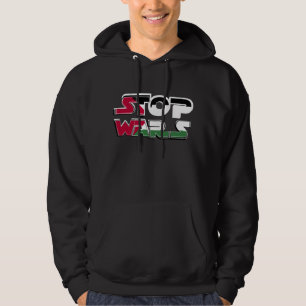 Veste À Capuche Stop Wars Palestine Drapeau texte Typographie