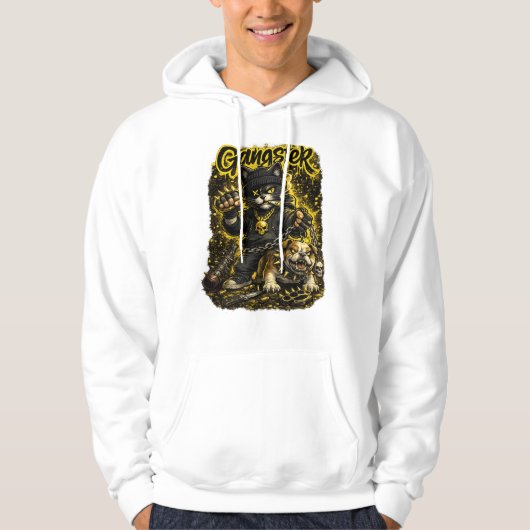 Veste À Capuche Streetwear Cat Illustration (Devant)