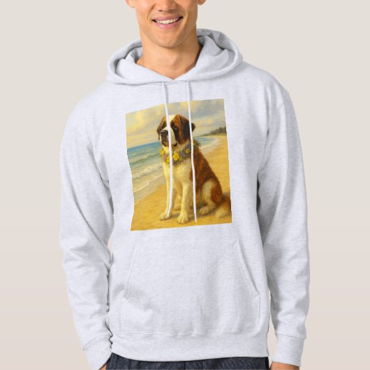 Veste À Capuche Sudadera perro San Bernardo en la playa a pintura (Devant)