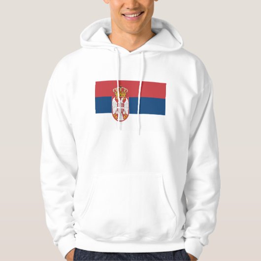 Veste À Capuche Sweatshirt à capuchon avec drapeau de la Serbie (Devant)