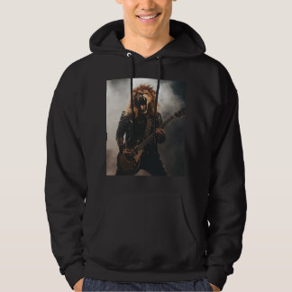 Veste À Capuche Sweatshirt Lion Guitariste Heavy Metal Hurleur