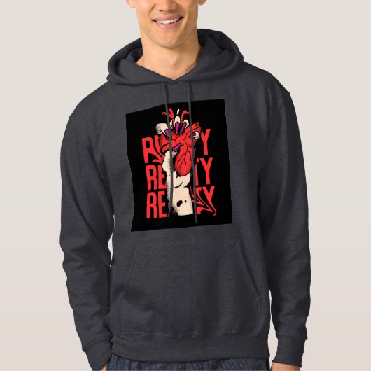 Veste À Capuche Sweatshrirt Noir Avec Design Coeur Et Main (Devant)