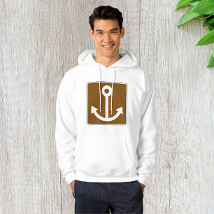 Veste À Capuche Symbole d'ancre nautique Panneau marron marina