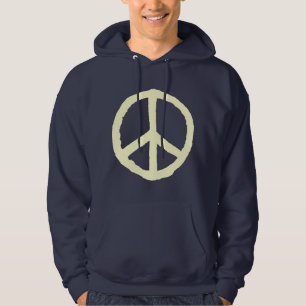 Veste À Capuche Symbole de paix rude - Crème sur foncé