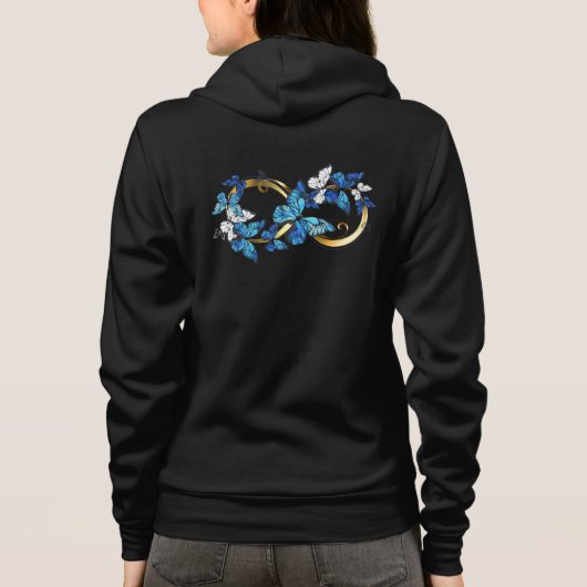 Veste À Capuche Symbole infini de papillons Morpho bleus (Dos)