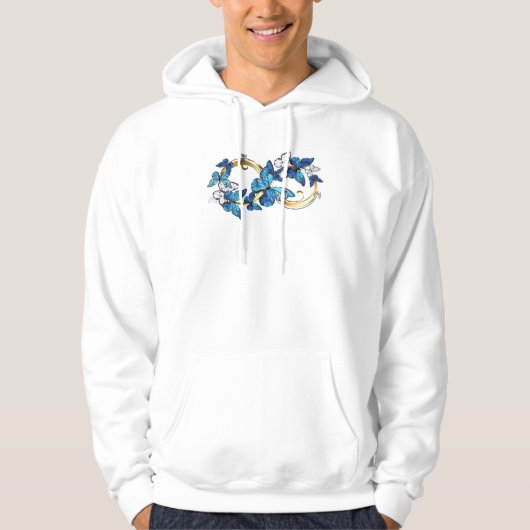 Veste À Capuche Symbole infini de papillons Morpho bleus (Devant)