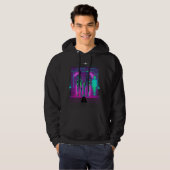 Veste À Capuche Synthwave Neon Robotic Graphic (Devant entier)