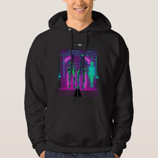Veste À Capuche Synthwave Neon Robotic Graphic (Devant)