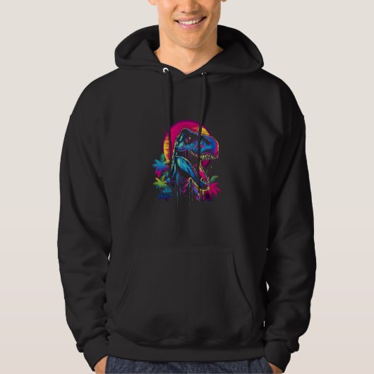 Veste À Capuche T Rex Vaporwave Synthwave Retro 80s Aesthetic Chil (Devant)