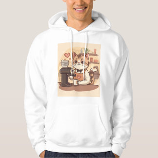 Veste À Capuche T-shirt à capuche mignon et drôle de chat barista