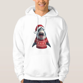 Veste À Capuche T-shirt drôle de requin de Noël Sweater laid 