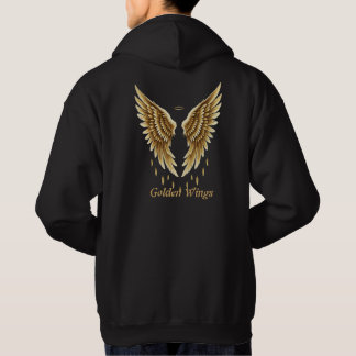 Veste À Capuche T-shirt Golden Wings - Elegant Black & Gold Angeli