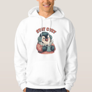 Veste À Capuche T-shirt 'Mignon Reste au Chaud Pingouin Boit du Ch