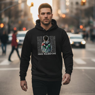 Veste À Capuche T-shirt noir PALESTINE GRATUIT pour homme