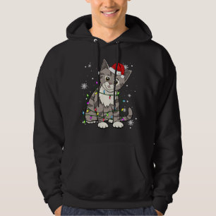 Veste À Capuche Tabby Chat Flammes de Noël Chat Noël Chapeau