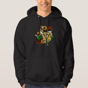 Veste À Capuche Taureau de cowhide Tournesol Texas Carte Western S
