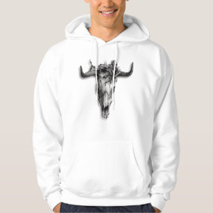 Veste À Capuche Taureau et Rose noir et blanc