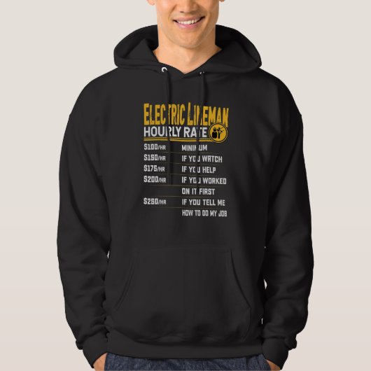 Veste À Capuche Taux horaire de monteur de lignes électriques Élec (Devant)