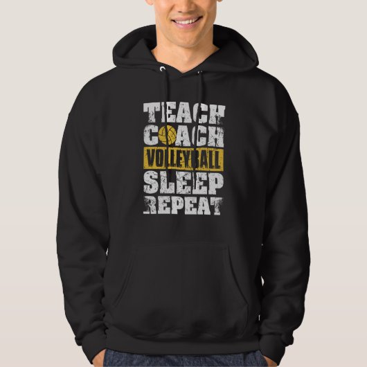 Veste À Capuche Teach Coach Volleyball Sleep Repeat Volleyball Coa (Devant)