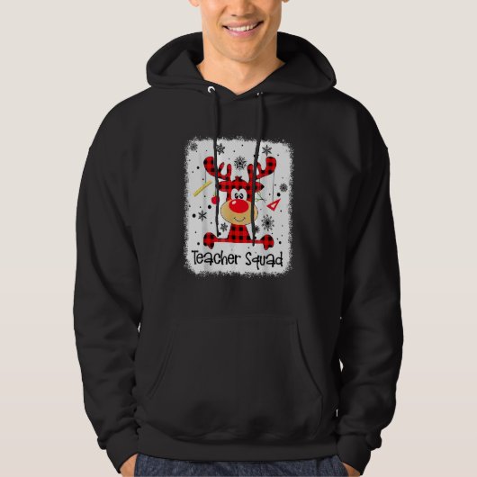 Veste À Capuche Teacher Squad Cute Red Plaid Reindeer Snow  Christ (Devant)
