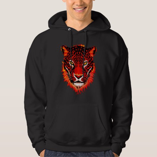 Veste À Capuche Tête de léopard rouge flamboyant (Devant)