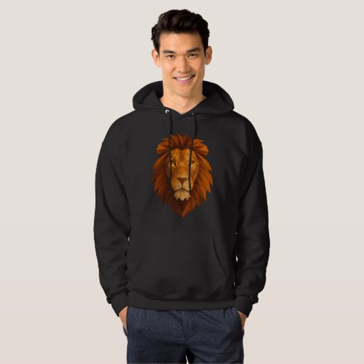 Veste À Capuche Tête de lion polygonale - Conception de puissance  (Devant entier)