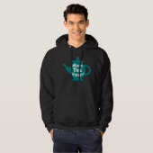 Veste À Capuche Théière - plus de curé de thé ? - Teal et blanc (Devant entier)