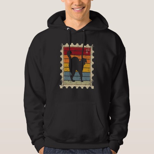 Veste À Capuche Timbre avec un chat au coucher du soleil (Devant)
