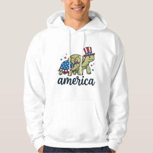 Veste À Capuche Tortue Patriotique Amérique Gravure Vintage Design