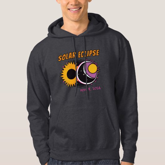 Veste À Capuche Total éclipse solaire 2024 pop art design (Devant)