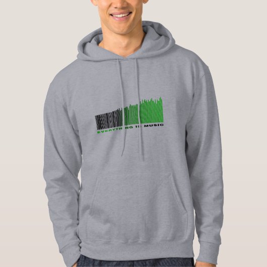 Veste À Capuche Tout est musique Vert Texte Code barre Equalizer (Devant)