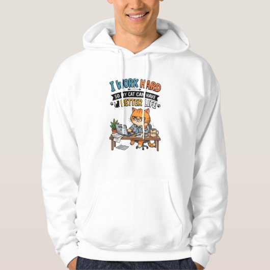 Veste À Capuche Travailleur de bureau chat drôle (Devant)