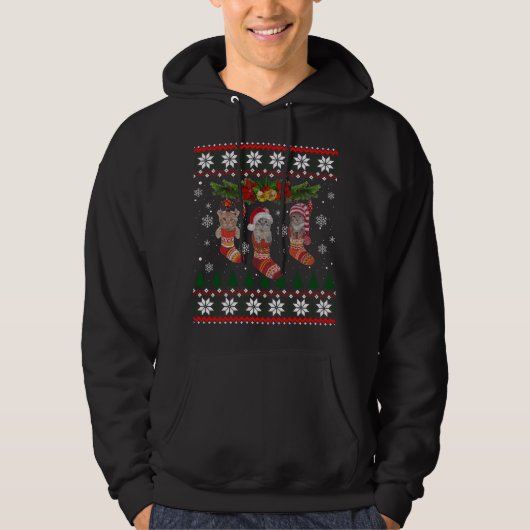 Veste À Capuche Trois Chat En Sock Drôle Chat De Noël Vilain Noël (Devant)