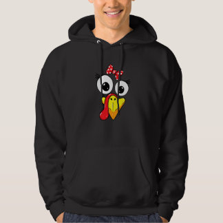 Veste À Capuche Turkey Face Girl Red Bow Kids Youth Thanksgiving
