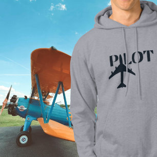 Veste À Capuche Typographie de pilote & Avion, Minimaliste, Simple