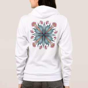 Veste À Capuche Typographie florale géométrique moderne - Rose ble