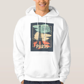 Veste À Capuche Typographie parisienne : affiche Eiffel abstraite.
