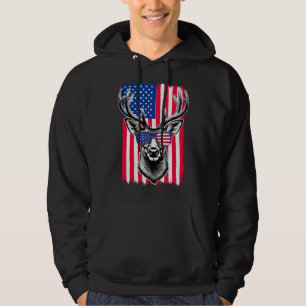 Veste À Capuche Un cerf patriotique portant des lunettes de soleil