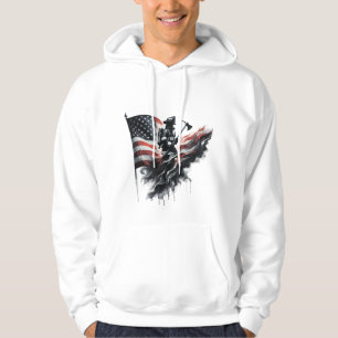 Veste À Capuche Un pompier américain.Drapeau des Etats-Unis.