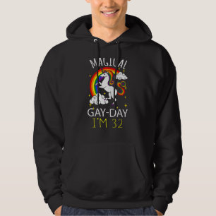 Veste À Capuche Unicorn Age 32 ans Lgbt Rainbow Birth Gay Day