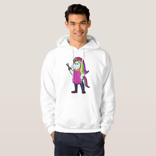 Veste À Capuche Unicorne comme coiffeur avec ciseaux (Devant entier)