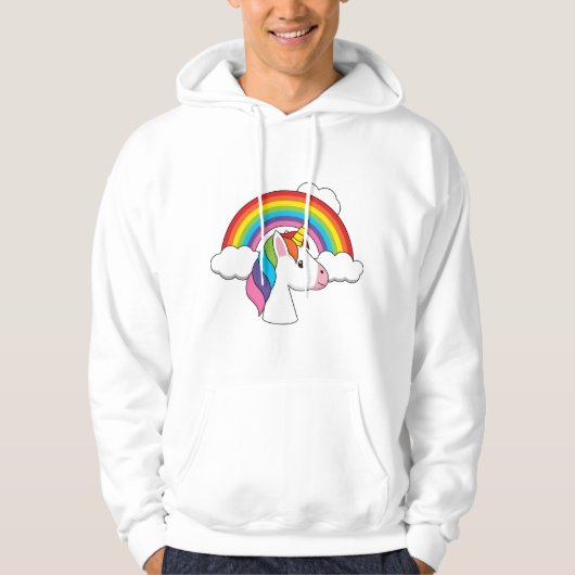 Veste À Capuche Unicorne et arc-en-ciel avec nuages Kawaii (Devant)