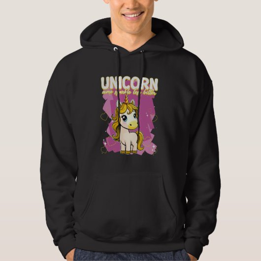 Veste À Capuche Unicorne Plus Étincelle Moins Amère Unicorne (Devant)