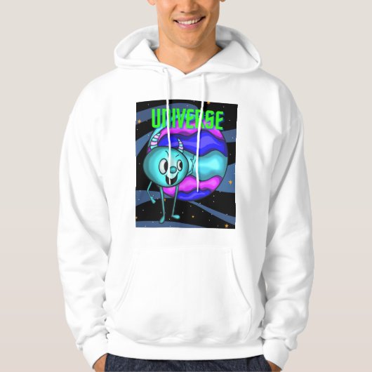 VESTE À CAPUCHE UNIVERS UFO ET PLANÈTE (Devant)