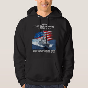 Veste À Capuche USS Le Sullivans DDG-68 Destroyer Ship USA Drapeau