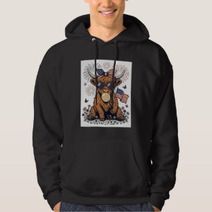 Veste À Capuche Vache écossaise patriotique Bubblegum Gravure vint