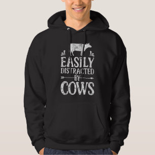Veste À Capuche Vache facilement distrait par vaches femmes hommes
