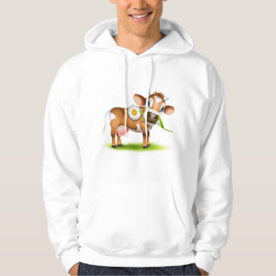Veste À Capuche Vache laitière de dessin animé mignonne avec fleur