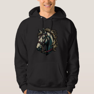 Veste À Capuche Vecteur de tête de cheval de gravure vintage